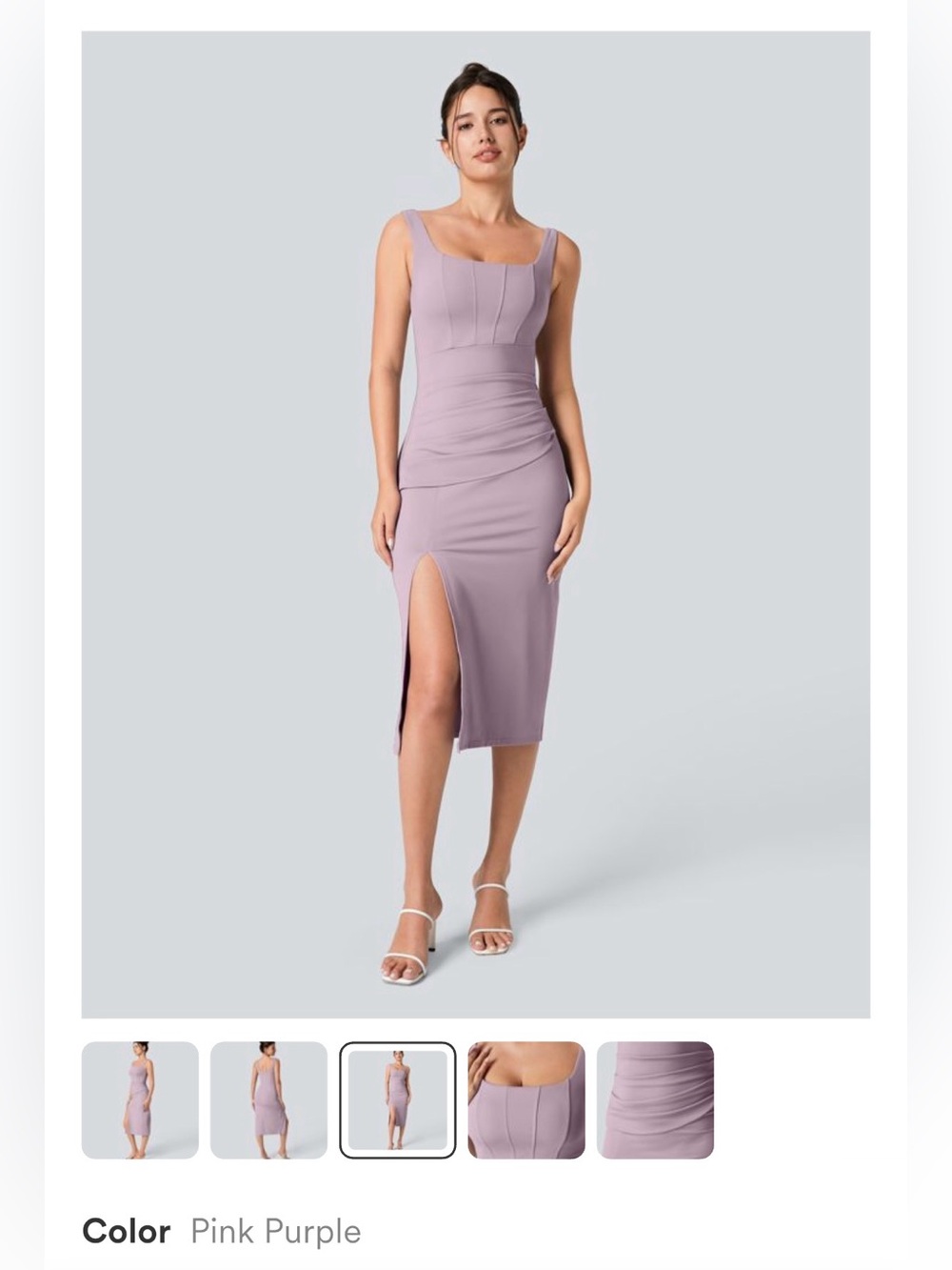 Halara Sleeveless Pink Purple Midi Dress with Side Slit